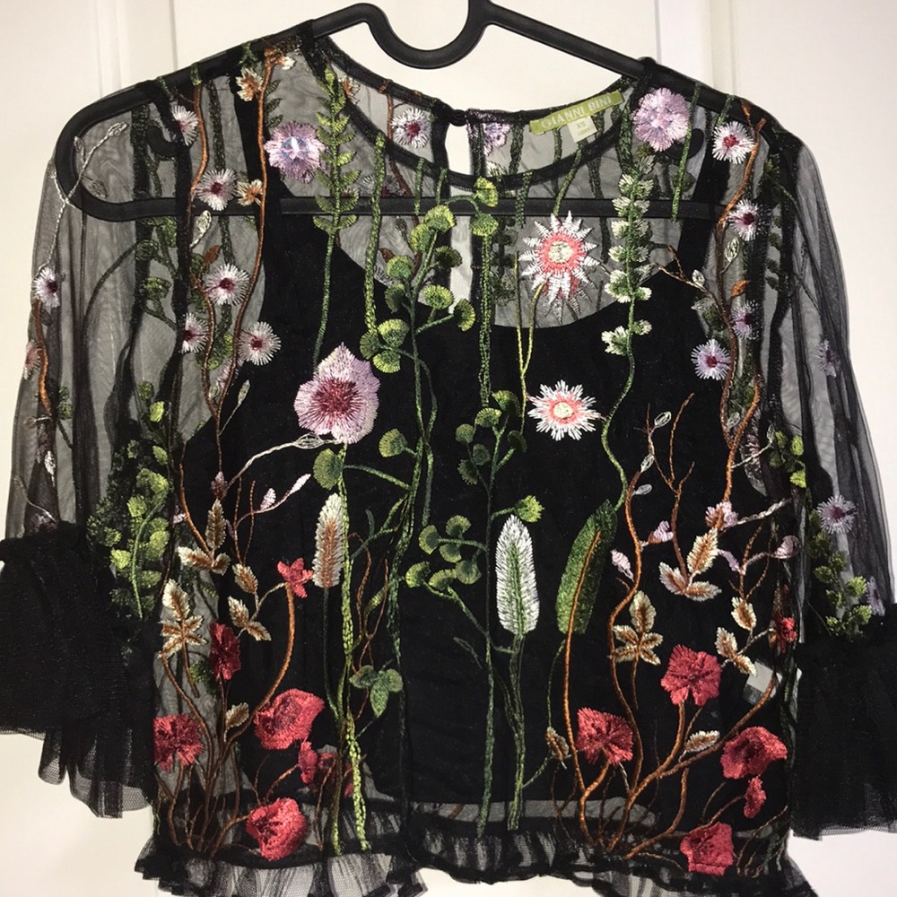 Gianni bini mesh floral top